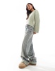 Brave Soul Petite ribbed v-neck sweater in sage green