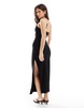 Bershka square neck ruched sides maxi dress in black