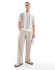 Bershka knit stripe t-shirt in beige