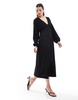 ASOS DESIGN textured balloon sleeve midi dress in black
