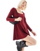 Miss Selfridge scuba square neck mini dress in burgundy