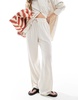 4th & Reckless linen blend tie waist wide leg pants in beige - part of a set