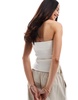 Bershka bengaline bandeau top in ecru stripe