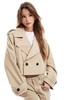 ASOS DESIGN cropped trench coat in stone