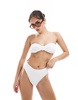 4th & Reckless bandeau knot detail crinkle bikini top in white - part of a set