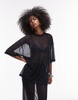 ASOS DESIGN oversized mesh T-shirt in navy