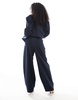Bershka wide leg tailored pants in navy stripe - part of a set