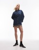 Mango relaxed fit denim shirt in dark blue