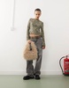 Reclaimed Vintage long sleeve burn out top in khaki flock