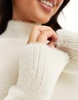 Bershka fluffy knit high neck sweater in beige