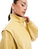 Bershka faux leather harrington jacket in butter