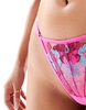 Ann Summers Shimmering thong with floral embroidery in pink