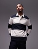 Mango rugby polo shirt in navy & white stripe