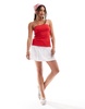 Bershka longline bandeau top in red