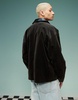 ASOS DESIGN oversized velvet look harrington jacket in brown with contrast collar
