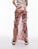 Topshop Ruffle Sheer Maxi Skirt in splodge tie dye