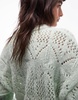 NA Topshop knitted crop pointelle sweater in light green