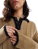 ASOS DESIGN chunky knit polo shirt in wide rib in mocha