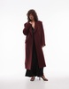 ARKET wool blend double breasted maxi coat in dark burgundy