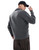 Jack & Jones fluffy knit half zip in dark gray