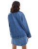 Pieces utility denim shacket in medium blue - part of a set