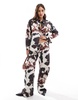 ASOS DESIGN poplin wide leg pants in cow print