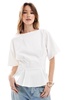 ASOS DESIGN top with waisted seam detail in white
