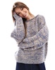 ASOS DESIGN loose knit one shoulder sweater in blue twist yarn