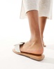 ASOS DESIGN Wide Fit Fifi woven mule flat sandals in white