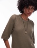 ARKET open knit short sleeve sweater in khaki