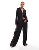 Stradivarius satin pull-on pants in black - part of a set