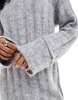 Pieces knitted mini dress with wide sleeves in medium gray melange