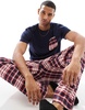 Another Influence plaid relaxed pajama set in navy and red