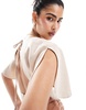ASOS DESIGN ruched front cut out back jumpsuit in beige