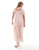Miss Selfridge lace ruffle maxi dress in pink