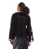 ONLY front tie sheer top with embroidery details in black