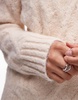 Topshop knitted fluffy cable crew relaxed sweater in cream