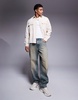 ASOS DESIGN boxy textured overshirt in ecru