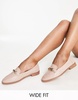 ASOS DESIGN Wide Fit Verity loafer flat shoes with trim in blush
