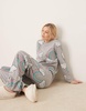 ASOS DESIGN rainbow long sleeve top & pants pajama set in gray heather