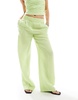 Mango linen mix pants in lime green - part of a set