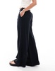 Bershka crinkle wide leg pants in black