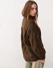 Monki oversized crew neck cable knitted sweater in brown