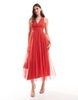 Anaya wrap front open back midaxi dress in red