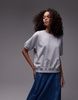 ARKET soft terry sweatshirt with short sleeves in heather gray