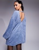 ASOS DESIGN slouchy fluffy V-back mini dress in baby blue