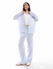 Bershka oversized shirt in light blue pinstripe - part of a set