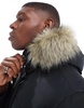 Jack & Jones parka with detachable faux fur hood in black
