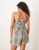 Brave Soul shirred bandeau top in plaid design - part of a set