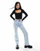 Bershka roll neck choker detail sweater in black
